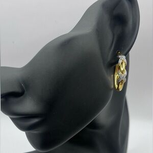 Gold Plated Natural Diamond Large Earring Hoops